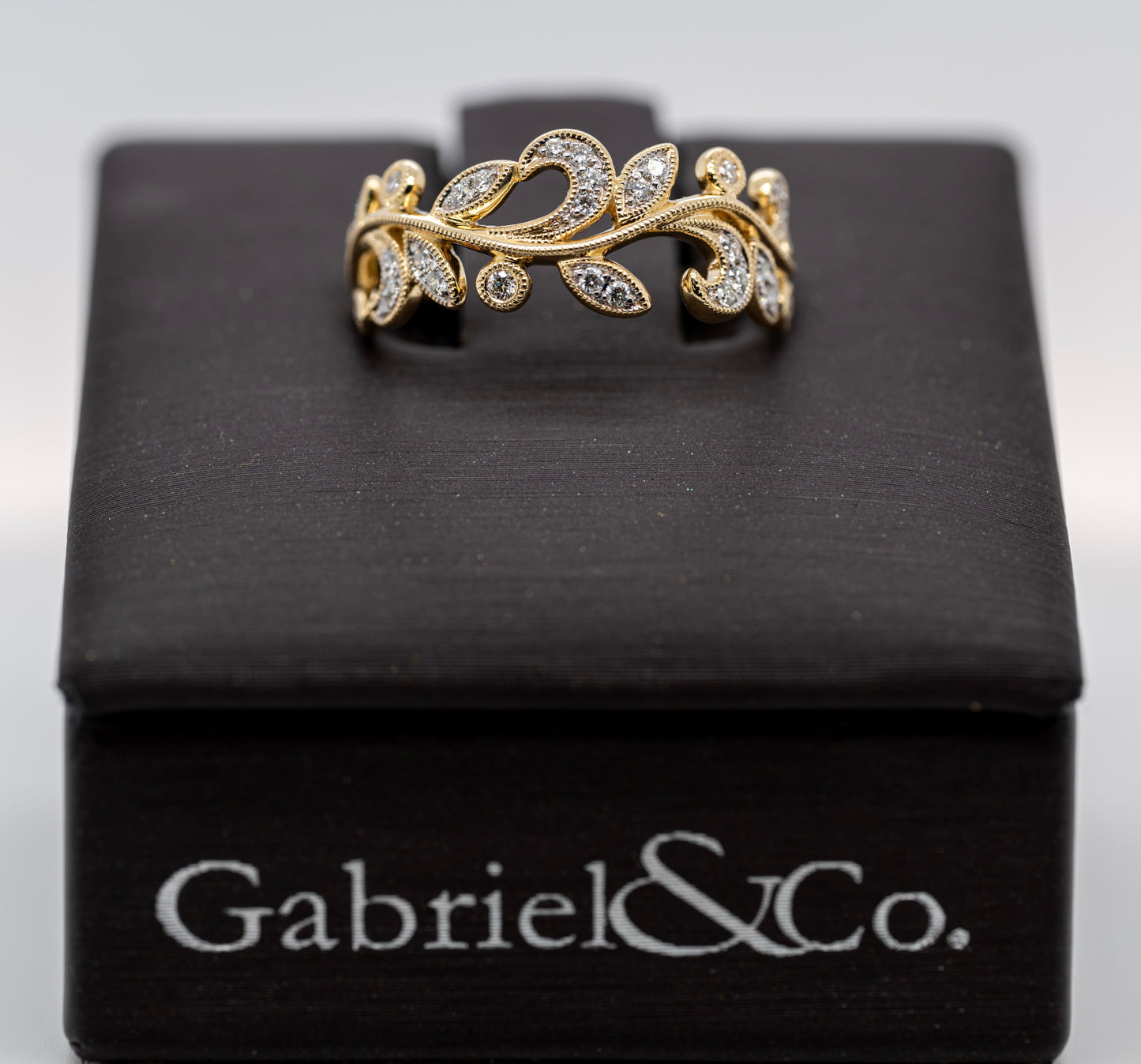 14K Yellow Gold Diamond Floral Ring