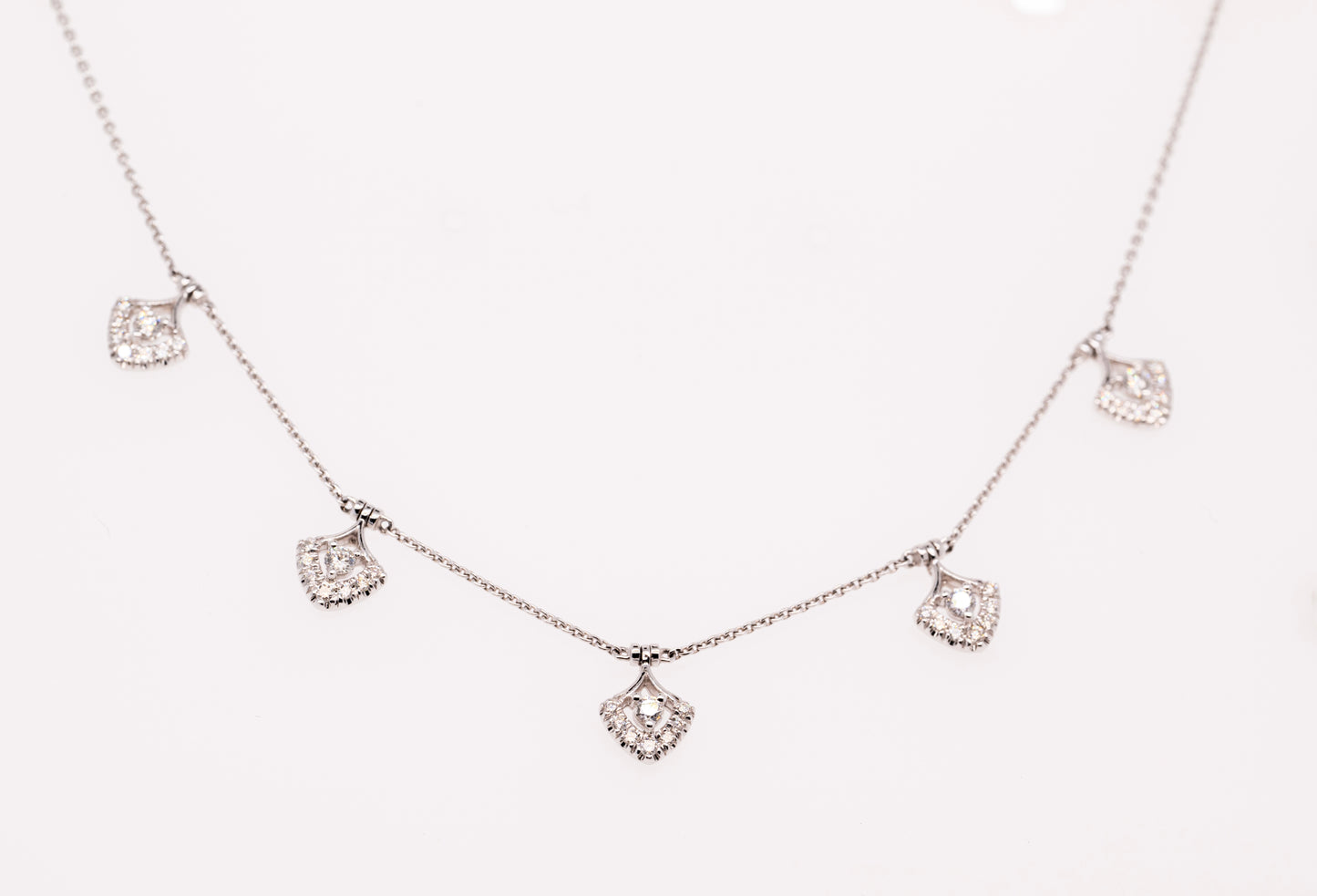 14k White Gold Cutout Diamond Charm Choker Necklace