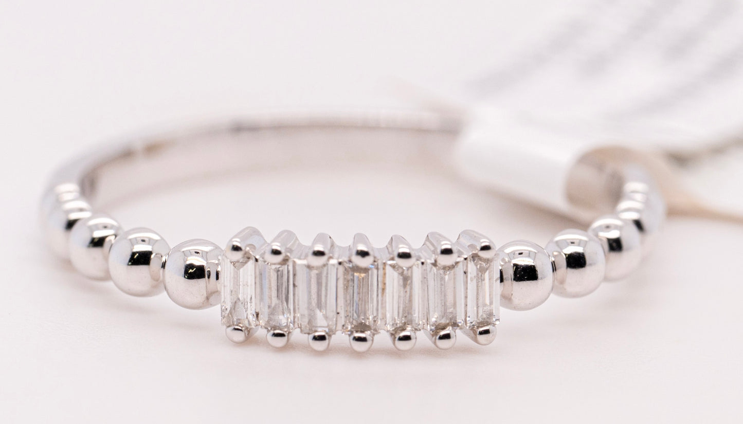 Allison-Kaufman Stackable White Gold Ring with Emerald Cut Diamonds