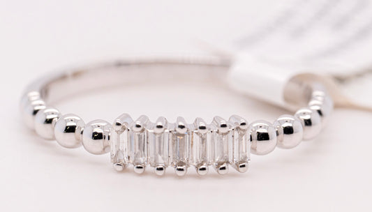 Allison-Kaufman Stackable White Gold Ring with Emerald Cut Diamonds