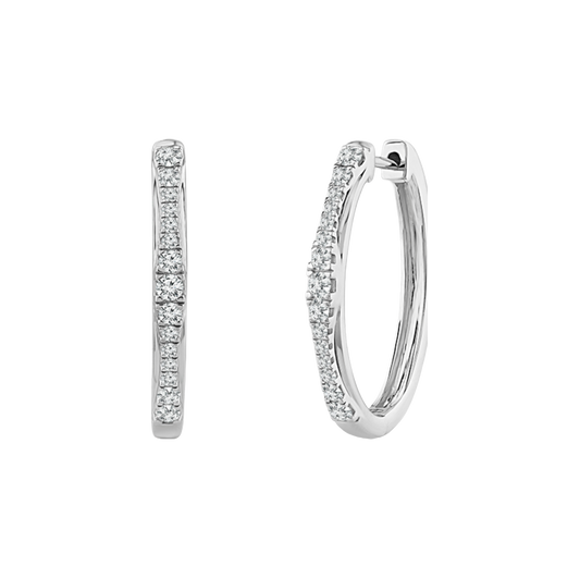 14k White Gold Diamond Hoops - 1.00tcw