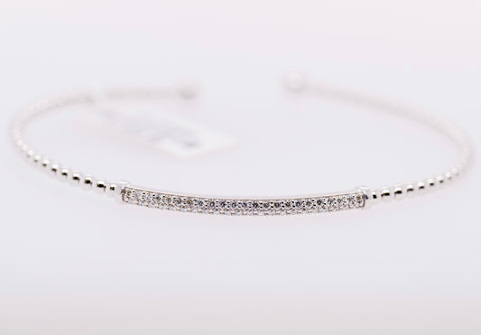 14K White Gold Bujukan Diamond Bar Split Bangle