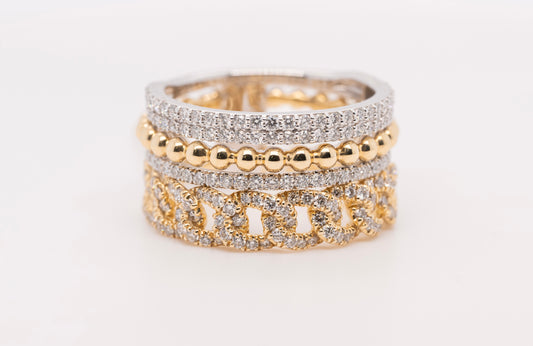 14K White-Yellow Gold Bujukan Diamond Easy Stackable Ring