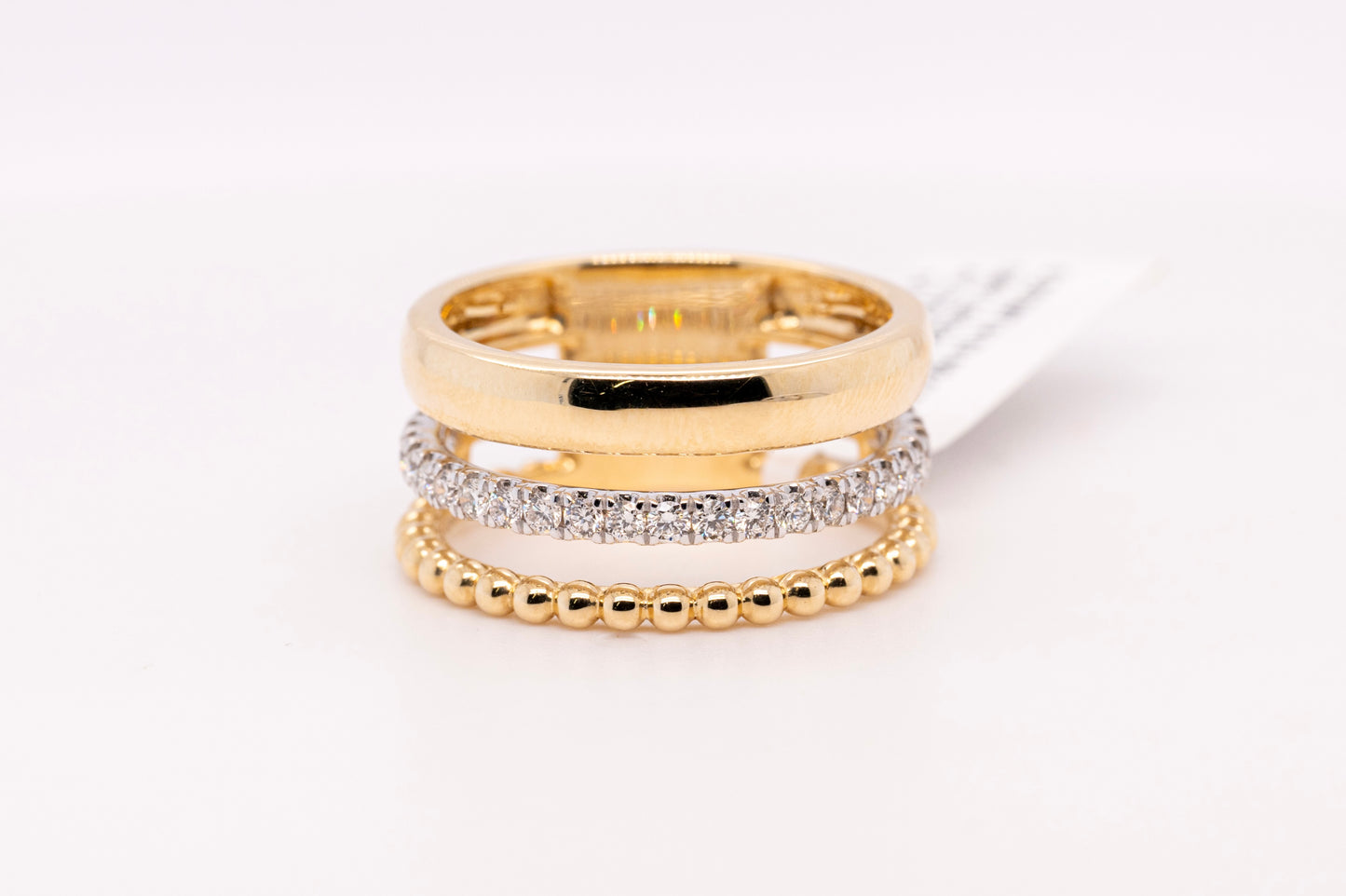 14K White-Yellow Gold Diamond Bujukan Easy Stackable Ring