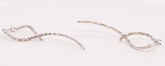 14K White Gold Sculptural Diamond Drop Earrings