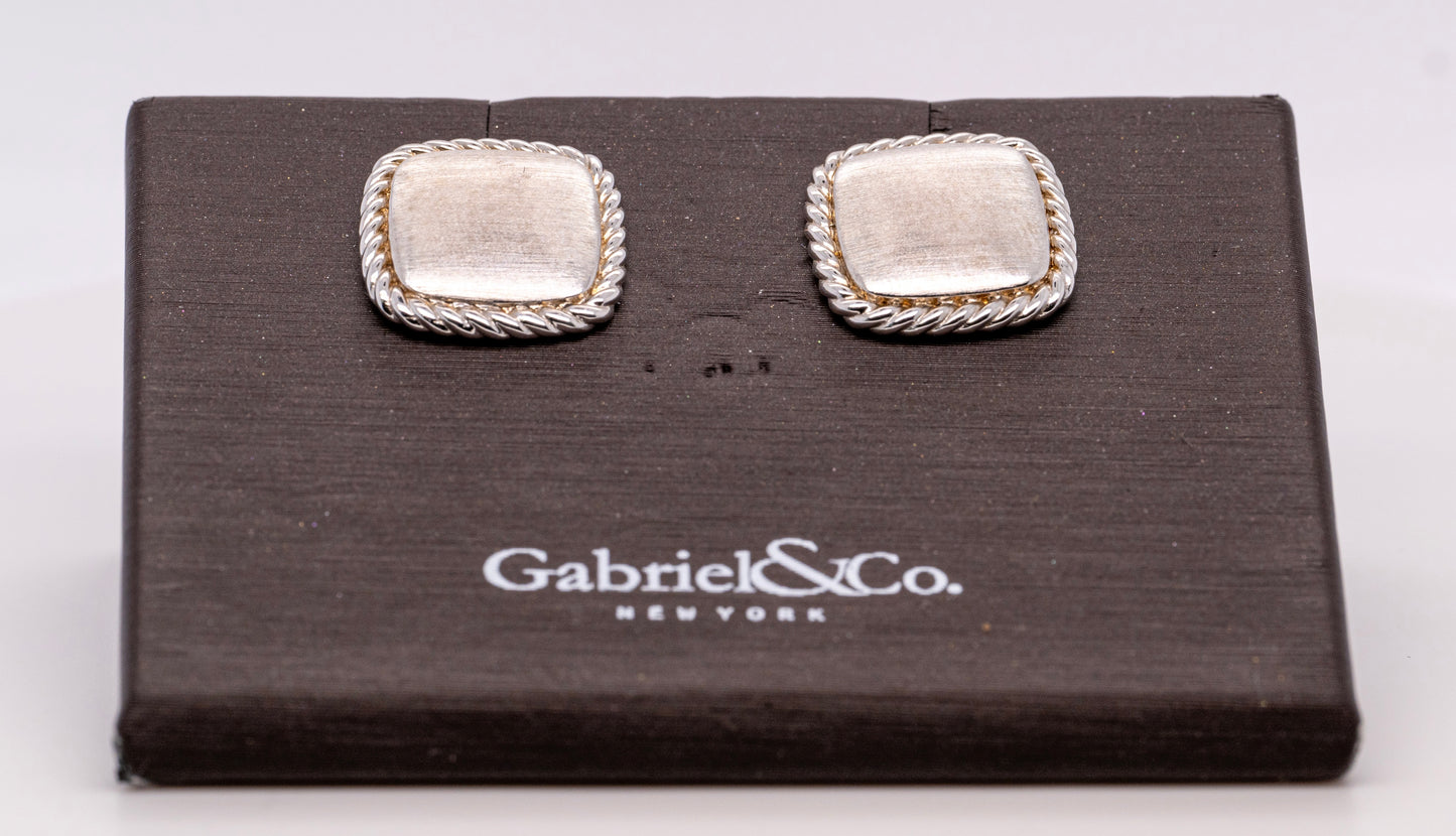 925 Sterling Silver Square Cufflinks with Twisted Rope Trim