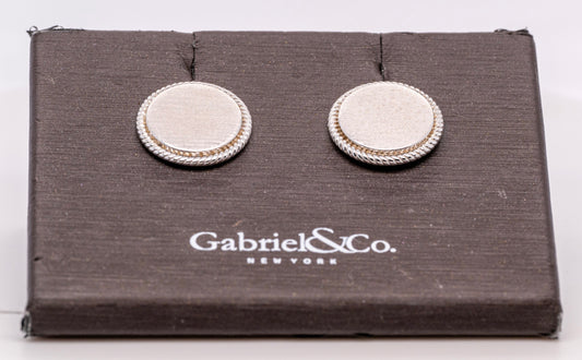 925 Sterling Silver Round Cufflinks with Twisted Rope Trim